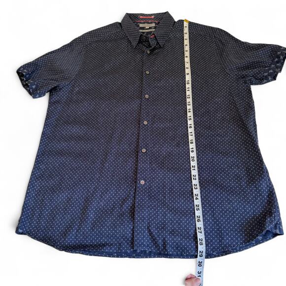 TED BAKER Micro Print 100% Cotton Short Sleeve Shirt Blue Men’s 6 (L/XL) - Picture 7 of 7